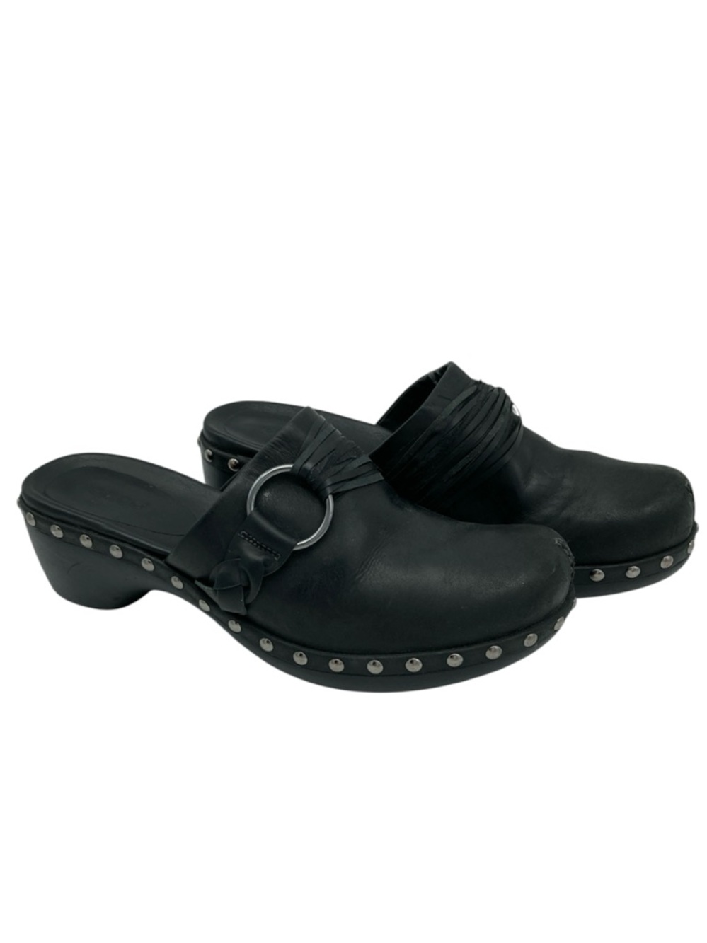 Ecco Studded Leather Harness Clogs
